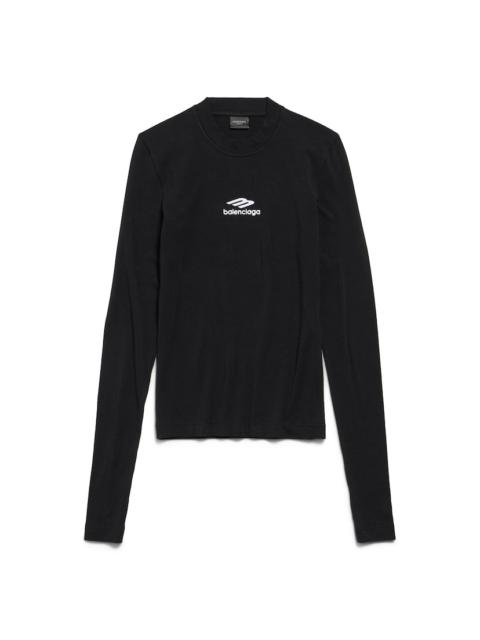 BALENCIAGA Women's 3b Sports Icon Long Sleeve Fitted Crewneck Top in Black/white