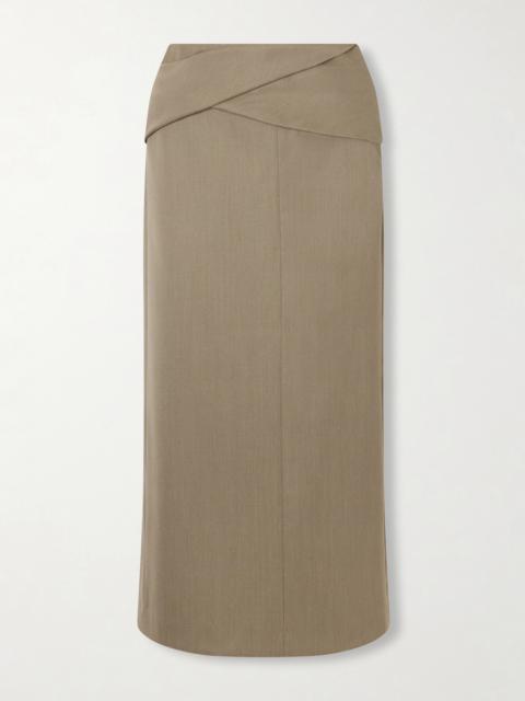 Victoria Beckham Belted Wool-blend Twill Midi Skirt