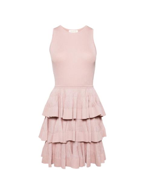 illustration ruffle mini dress