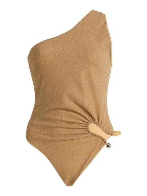 Oséree Lumière Stoned One-Shoulder Swimsuit gold