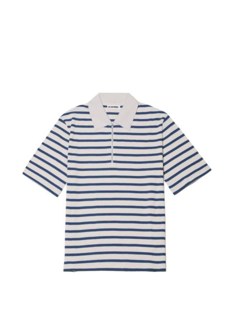 Jil Sander striped half-zip polo shirt