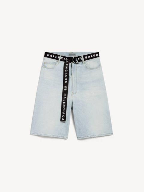 BALENCIAGA Men's Belted Shorts in Light Blue