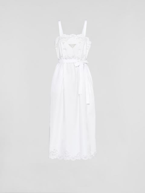 Embroidered poplin and lace dress