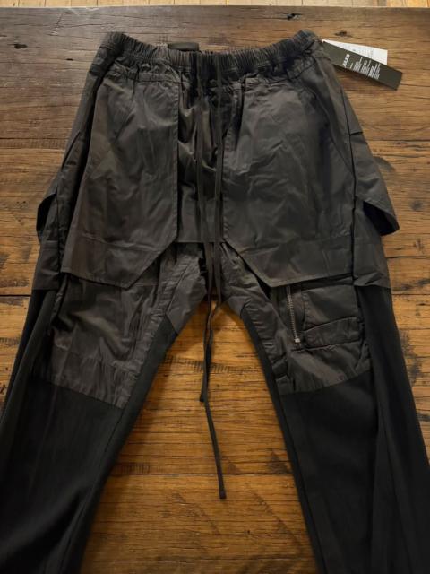 Julius Julius SS16 Black Double-Layer Skirt-Panel Utility Splice Cotton Nylon Pants