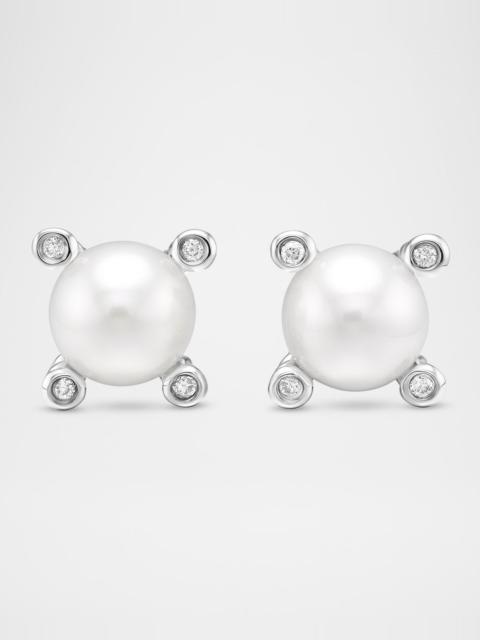 DAVID YURMAN Cable Collectibles Pearl Earrings with Diamonds and Silver, 7mm
