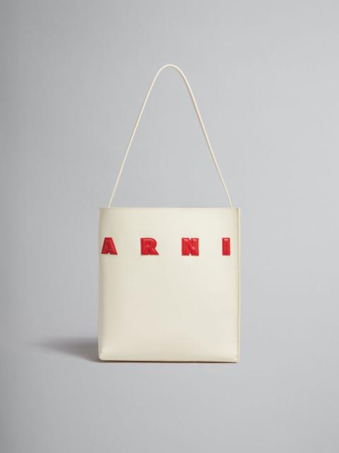Marni SMALL WHITE LEATHER MUSEO HOBO BAG WITH PATCHES