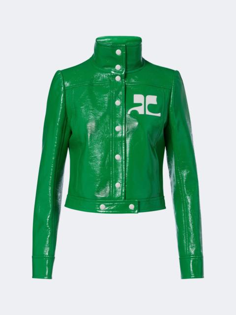 courrèges Logo vinyl cropped jacket