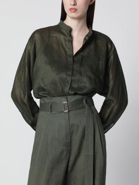 Max Mara Studio Ramie canvas shirt in khaki green