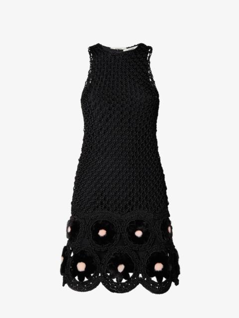 FENDI Dress Black macramé silk and shearling dress