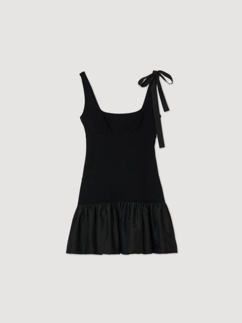 Sandro DUAL-MATERIAL SHORT DRESS