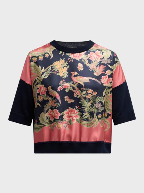 Etro Enchanted Floral Mesh Knit Top