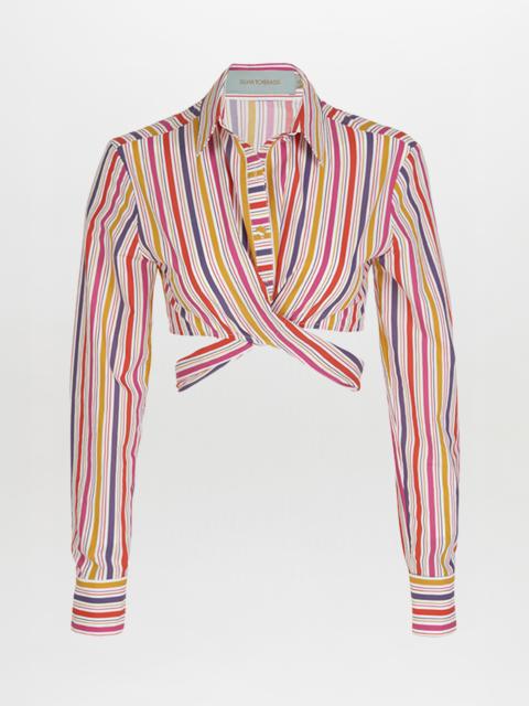 SILVIA TCHERASSI Marcel Blouse Golden Magenta Stripes