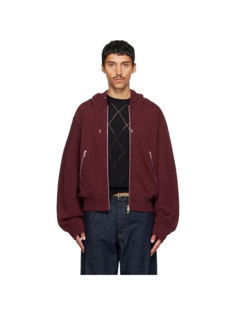 Dries Van Noten Burgundy Cotton Hoodie