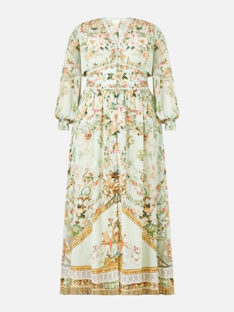 CAMILLA BUTTON DRESS WITH SHAPED WAISTBAND WILDFLOWER WUNDERLAND