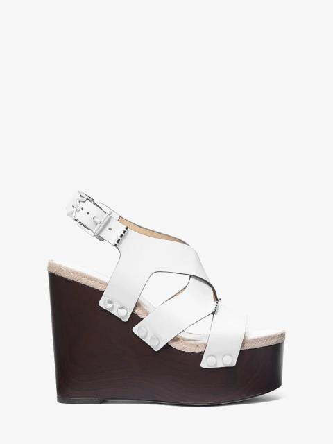 MICHAEL KORS Raven Studded Leather Wedge Sandal