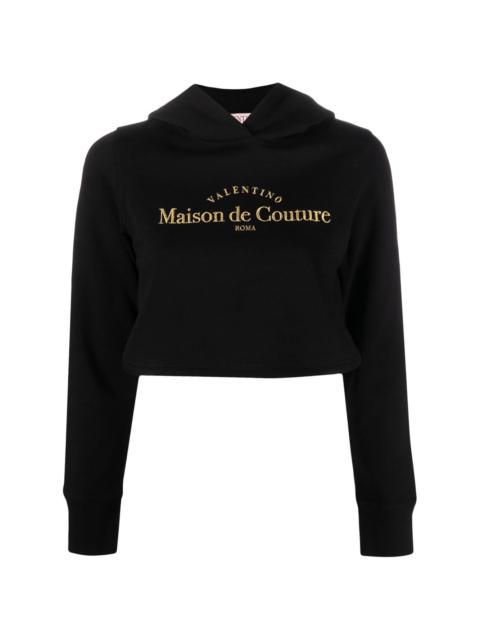 Valentino embroidered-logo cropped hoodie