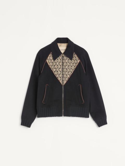 Valentino VALENTINO BOMBER JACKET IN WOOL AND CASHMERE DRAP WITH V INLAID WITH TOUTE LA V JACQUARD PATTERN