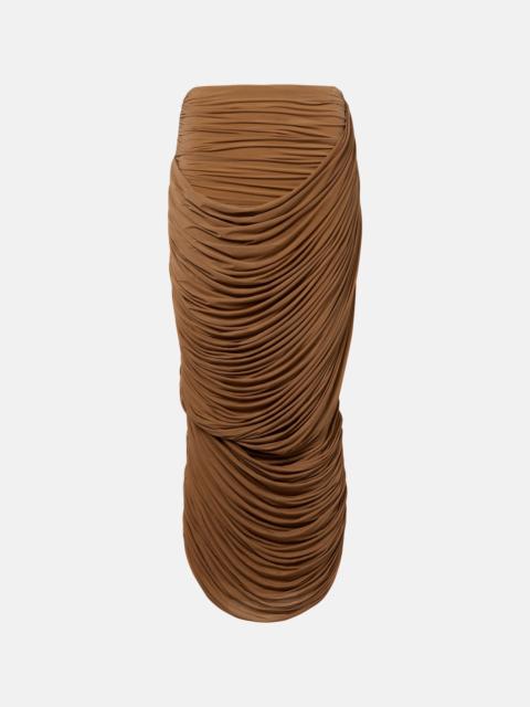 MAGDA BUTRYM Draped ruched jersey midi skirt