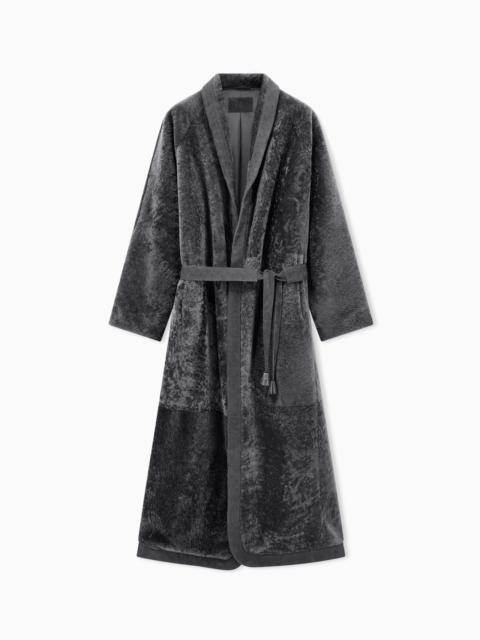 GIORGIO ARMANI SHEARLING COAT WITH SHAWL COLLAR AND BELT