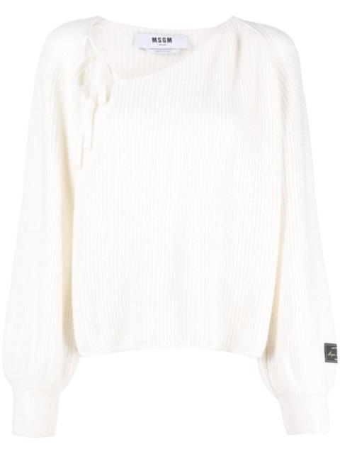 MSGM tie-detail ribbed jumper