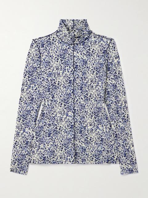 Proenza Schouler Audrey Ruffled Cheetah-print Jersey Turtleneck Top