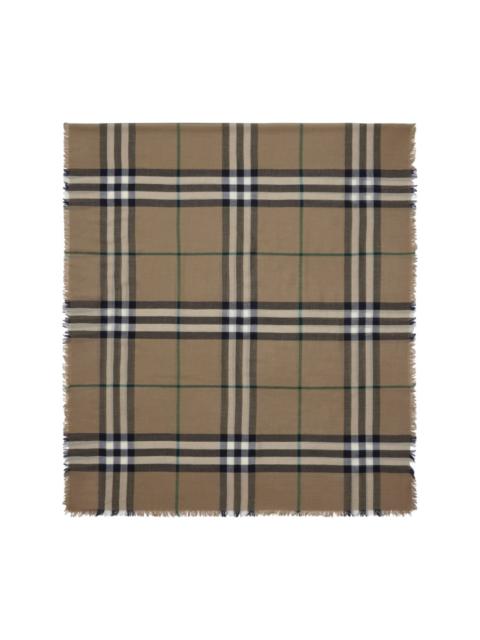 raw-cut checked wool scarf