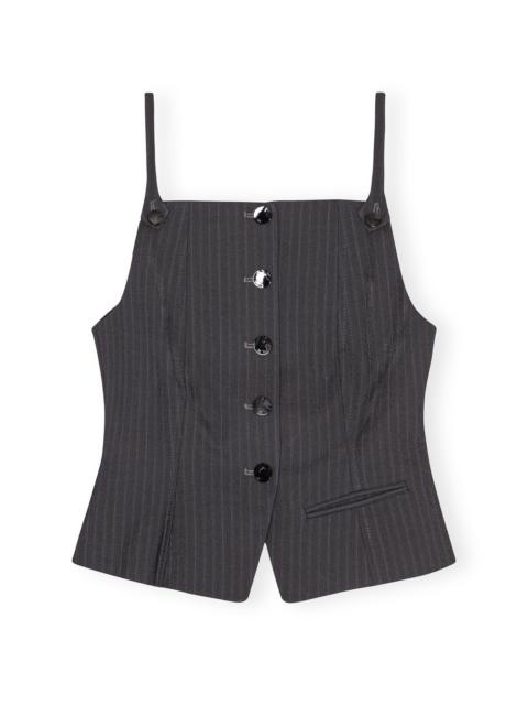 DARK GREY STRIPE SUITING VEST TOP