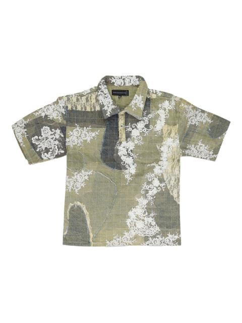 WHO DECIDES WAR lace-detail patchwork polo shirt