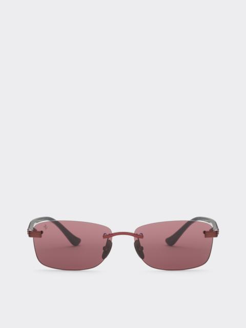 Ferrari Sunglasses in  shiny red titanium  and acetate with exclusive Ferrari Contrast Pro™ burgundy lenses