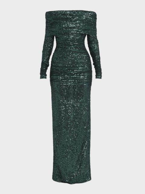 Dolce & Gabbana Sequin Off-Shoulder Column Gown