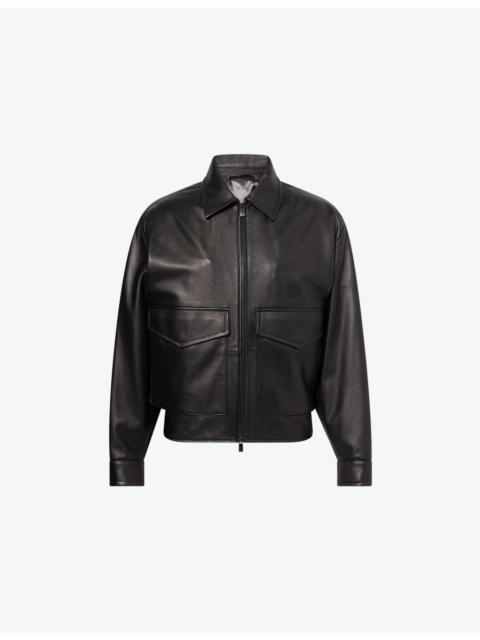 CORNELIANI Pointed-Collar Boxy-Fit Leather Bomber Jacket