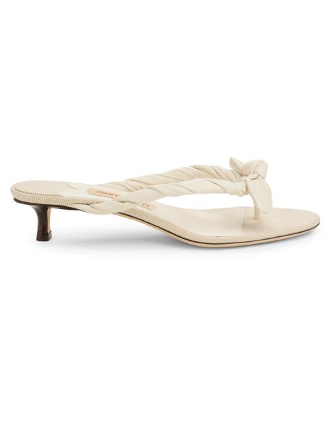 JIMMY CHOO Women's Liss 35MM Leather & Canvas Slip-On Sandals - Latte And Almond Mix