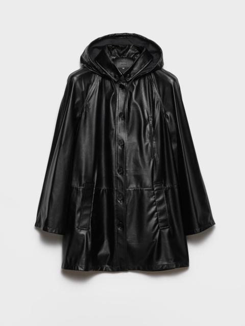 Prada Hooded nappa leather and fabric caban jacket