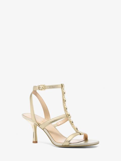 MICHAEL KORS Nara Studded Metallic Leather Sandal