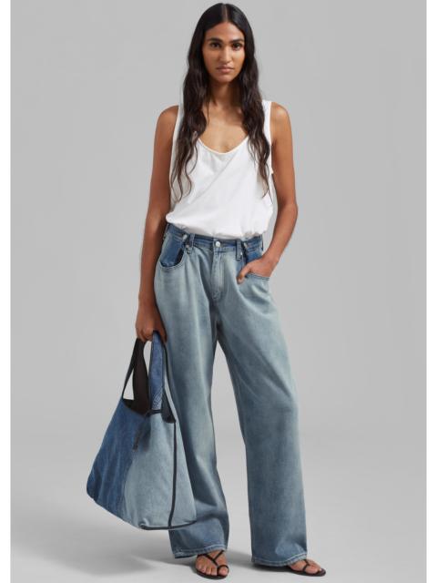 The Frankie Shop Hayla Contrast Denim Pants - Light Wash/Blue