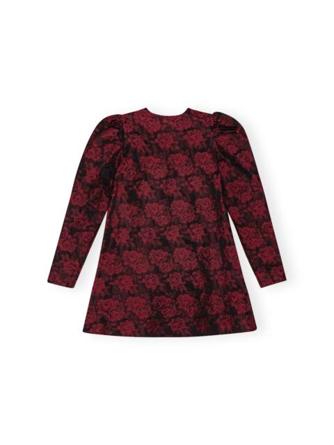 GANNI RED BOTANICAL JACQUARD MINI DRESS