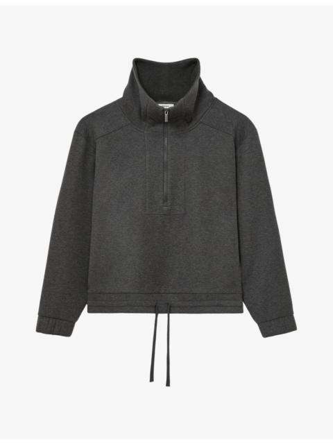 REISS Layla Half-Zip Lyocell And Wool Sweatshirt