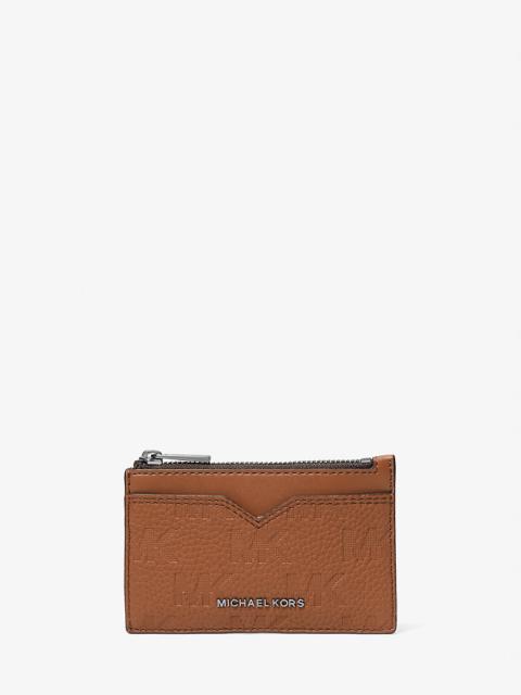 MICHAEL KORS Hudson Logo Embossed Leather Card Case