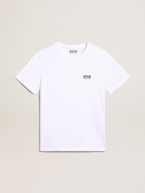 Golden Goose White T-shirt with contrasting black logo on the front