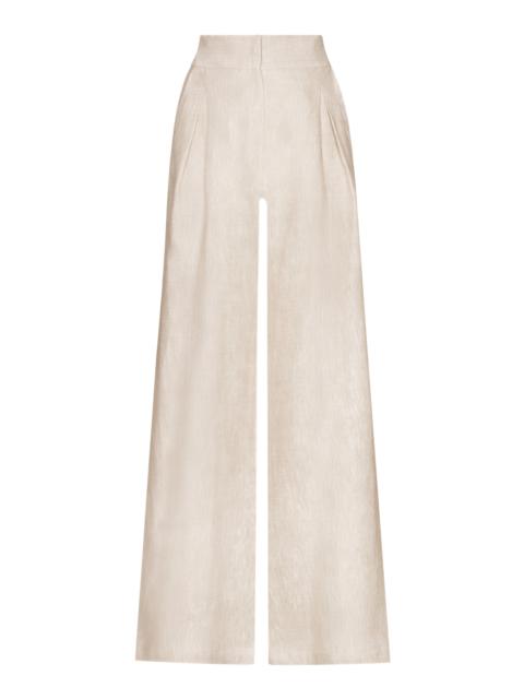 ANDRES OTALORA Desperte Pleated Linen Wide-Leg Pants neutral