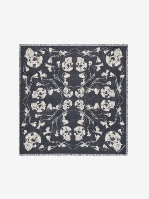 Men's Ironed Flower Foulard in Black/ivory