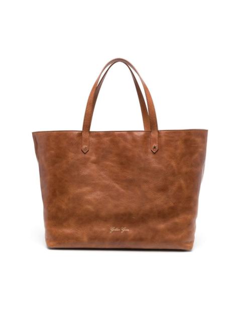 Golden Goose logo-stamp leather tote