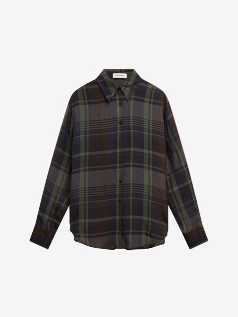 The Frankie Shop Peri Sheer Fluid Shirt - Navy Tartan