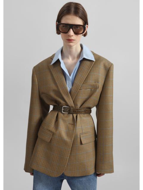 The Frankie Shop Lyra Oversized Houndstooth Blazer - Camel