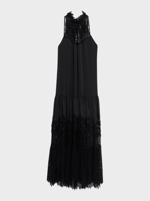 KOBI HALPERIN Hallee Lace-Inset Halter Maxi Dress