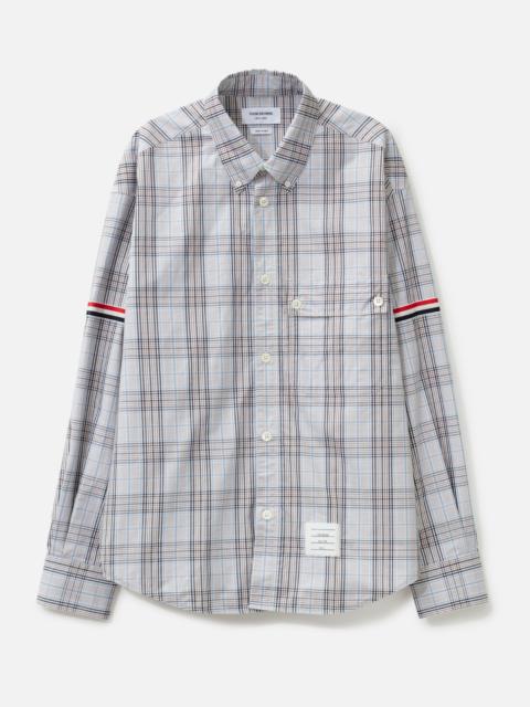 Thom Browne PLAID CHECK POPLIN ARMBAND OVERSIZED SHIRT