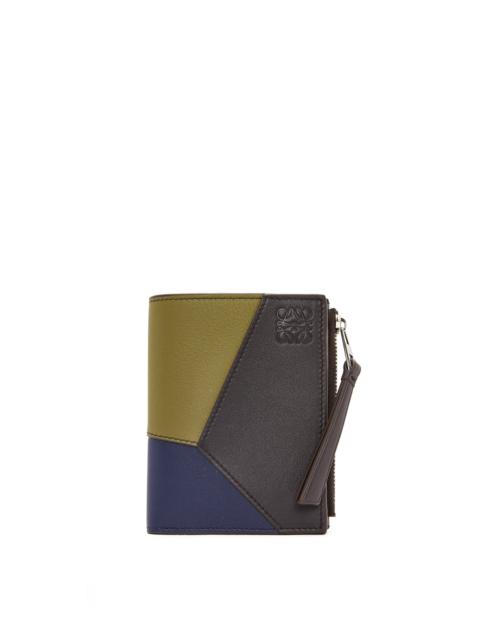 Puzzle slim compact wallet in classic calfskin
