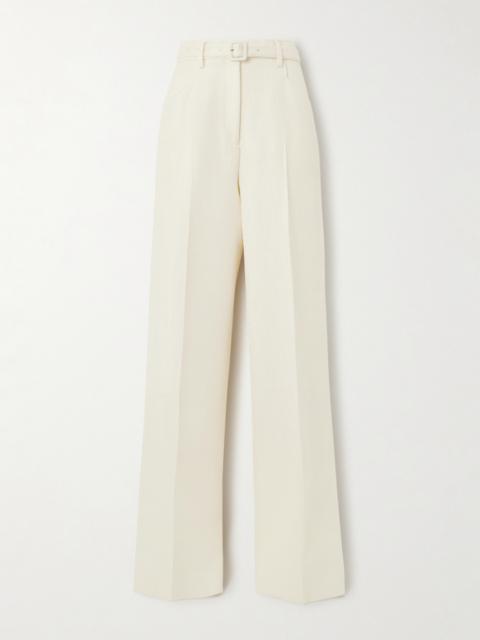GABRIELA HEARST Norman Belted Silk And Wool-blend Wide-leg Pants