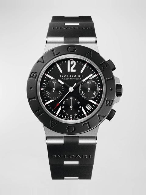 BVLGARI 41mm Aluminum Chronograph Watch with Rubber Strap