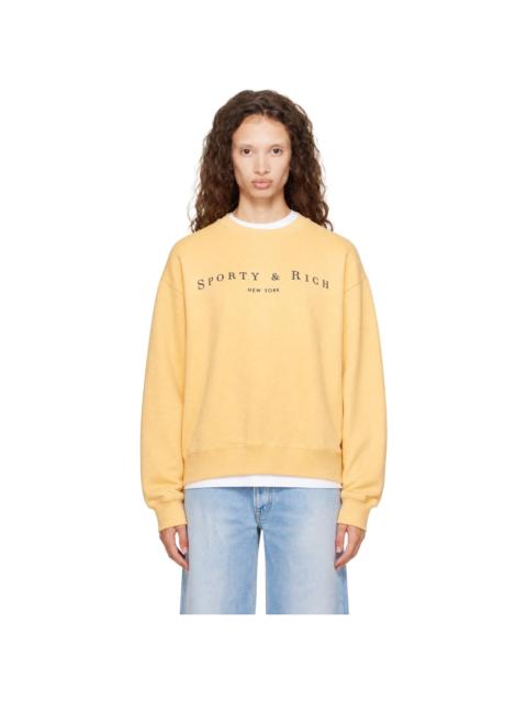 Sporty & Rich Orange Title Embroidered Crewneck Sweatshirt